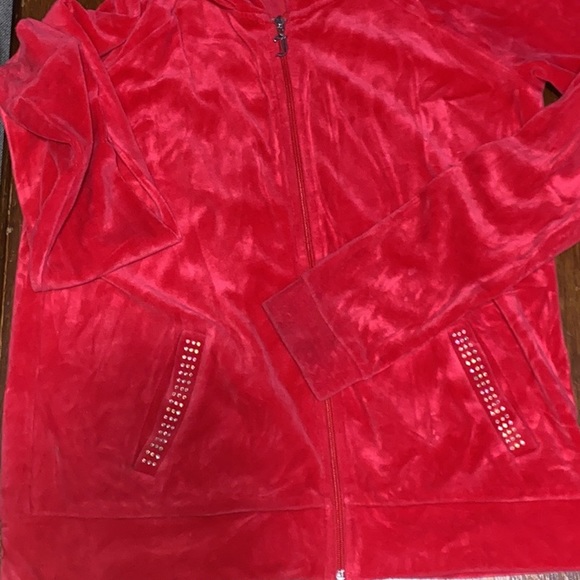 Retro, Juicy Couture, Cherry Red Velour, Zip Up, Juniors Extra Small, EUC - Picture 5 of 11